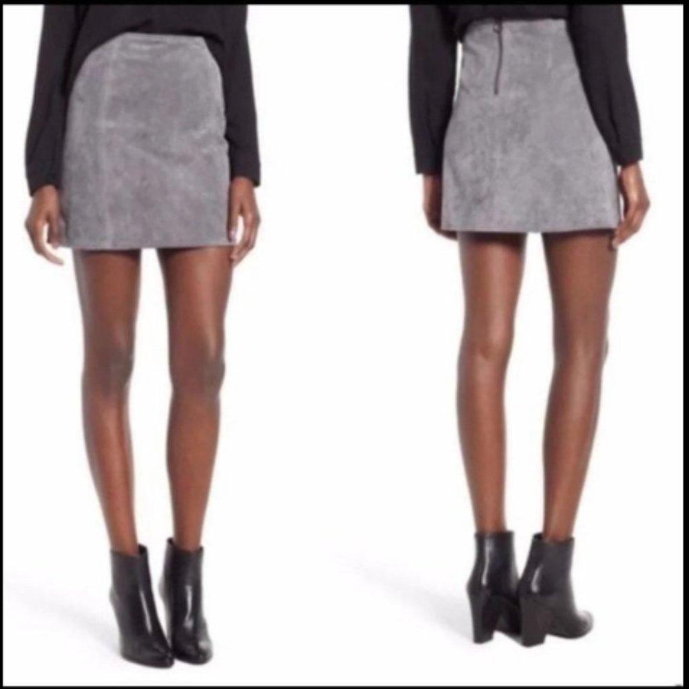 BLANKNYC Gray Suede Leather Lined Miniskirt